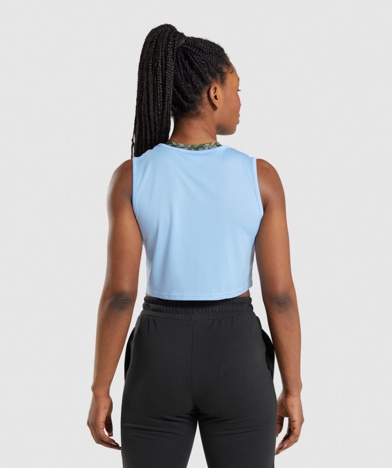 Women's Gymshark Training Crop Tanks Blue | NZ 4CZMYE